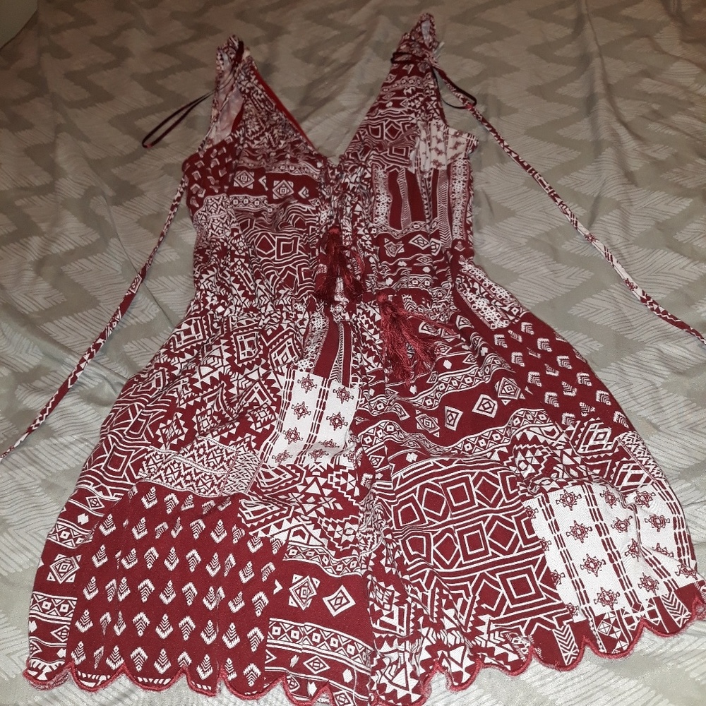 Red and White Romper